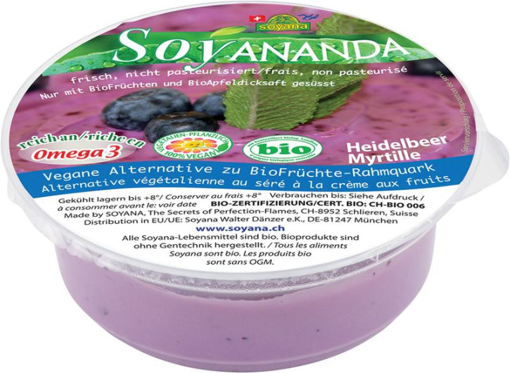 Soyananda bio Früchte-Rahmquark-Alternative Heidelbeer 125g